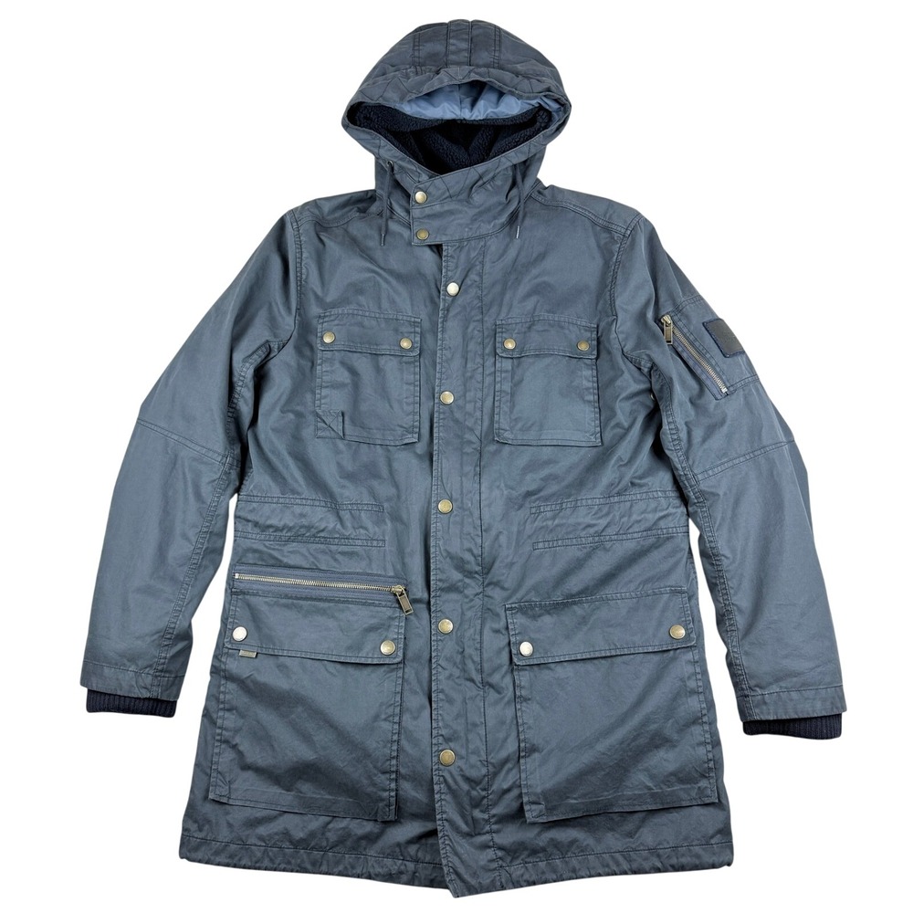 Lacoste Jacket Men L 52 Stone Blue Parka Sherpa Lined Quilted 3 in 1 Coat Hooded